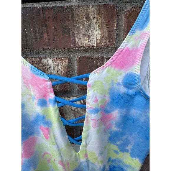 Chaser one piece swimwear size medium multi colored blue, green and pink, no fla - Picture 3 of 12